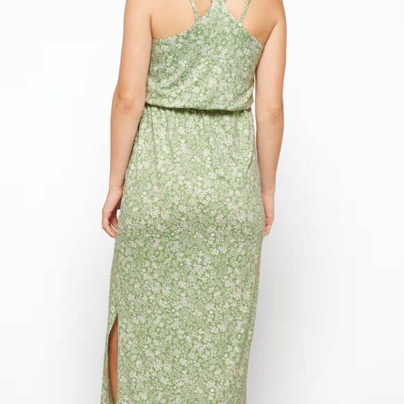 Maternity Knit Maxi Dress, Light Green, Floral Print - Picture 2 of 7